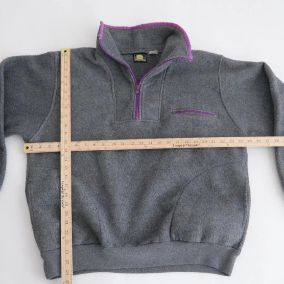 VTG Sun Stations Sportswear Grey Purple Fleece Quarter Zip Pullover Sweater XL - Picture 4 of 11